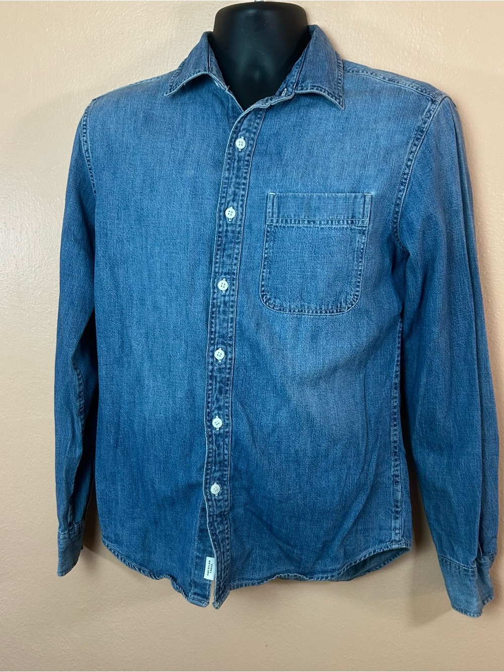 American Eagle Super Soft Blue Denim Chambray Shirt Men XS